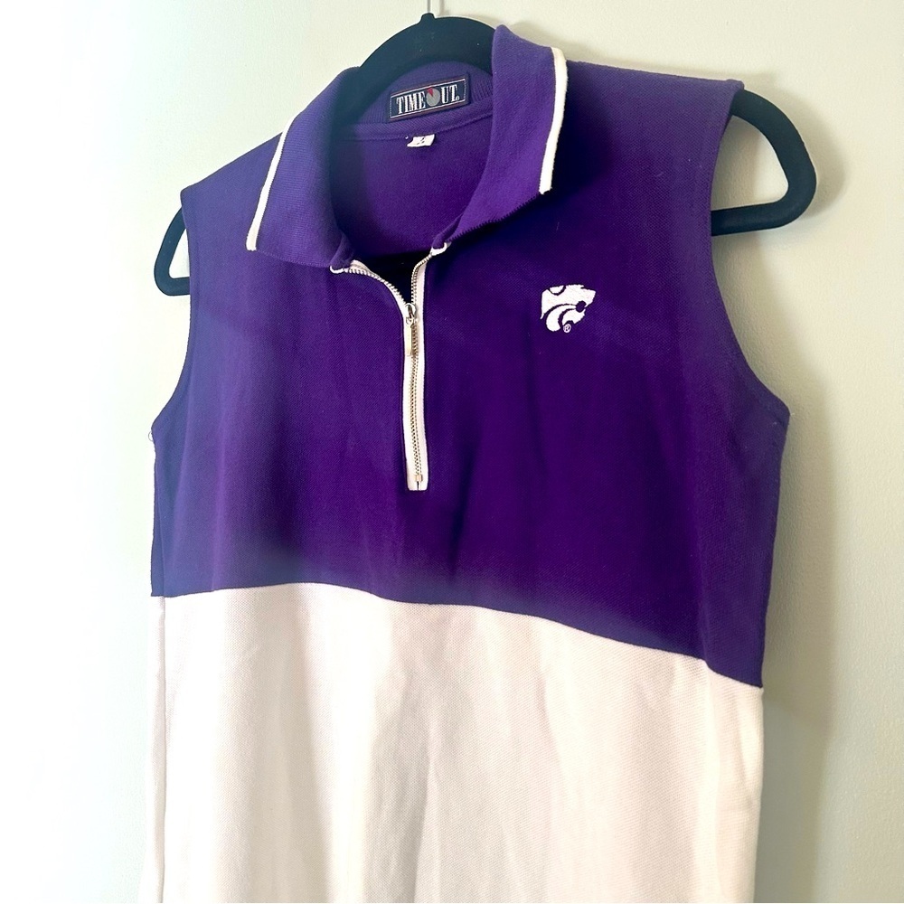 Women’s K State Quarter Zip 100% Cotton Sweater Vest Made in USA Size Small 6-8 - Picture 3 of 9
